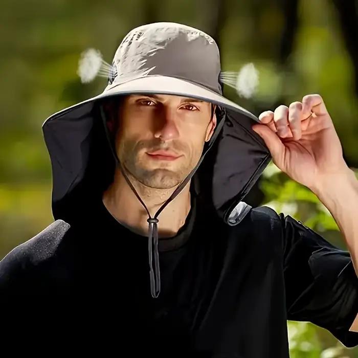 Chapeau de pêche et de randonnée respirant pour hommes avec une large visière pour la protection solaire