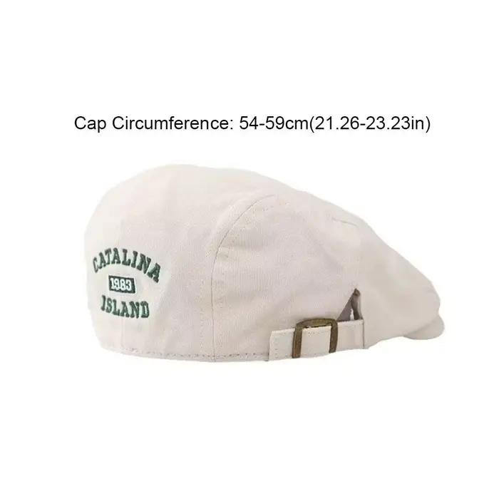 Nouveau Béret Y2K en Coton Brodé de Lettres