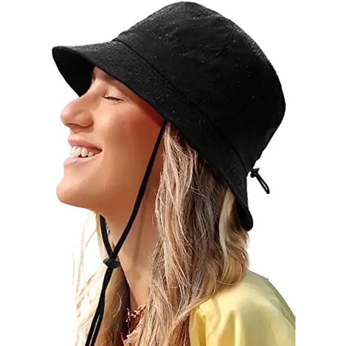 Chapeau de Pluie Imperméable DLBVUL Chapeau de Seau à Large Bord pour Activités Extérieures Plage Pêche Safari Protection UV Haute Qualité Polyester Bleu Royal Blanc Vert Armée Noir