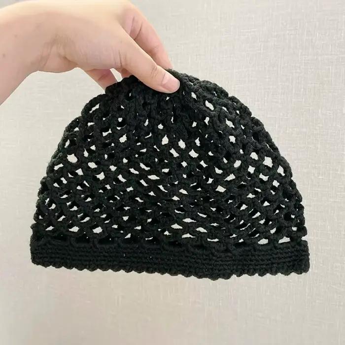 Chapeau creux tricoté à la main unisexe pour homme et femme style sport mélange de coton solide quatre saisons plage occasiонnels
