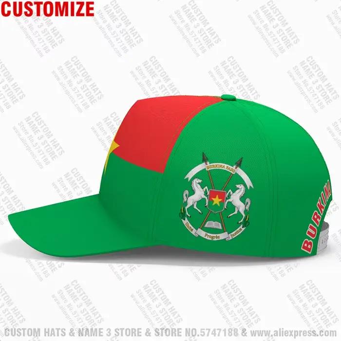 Burkina Faso Casquette de baseball sur mesure gratuite Nom Numéro Logo de l'équipe Bf Chapeau Bfa Country Travel Burkinabe Nation Drapeau français Couvre-chef