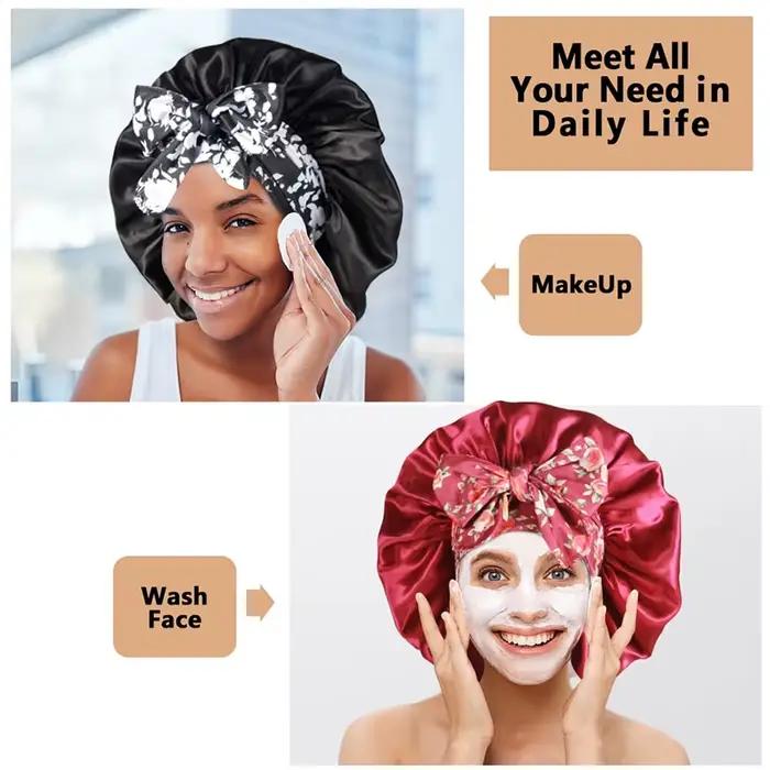 2 pièces/lot Boho imprimé bandeau Satin Bonnet à lacets nœud papillon cheveux