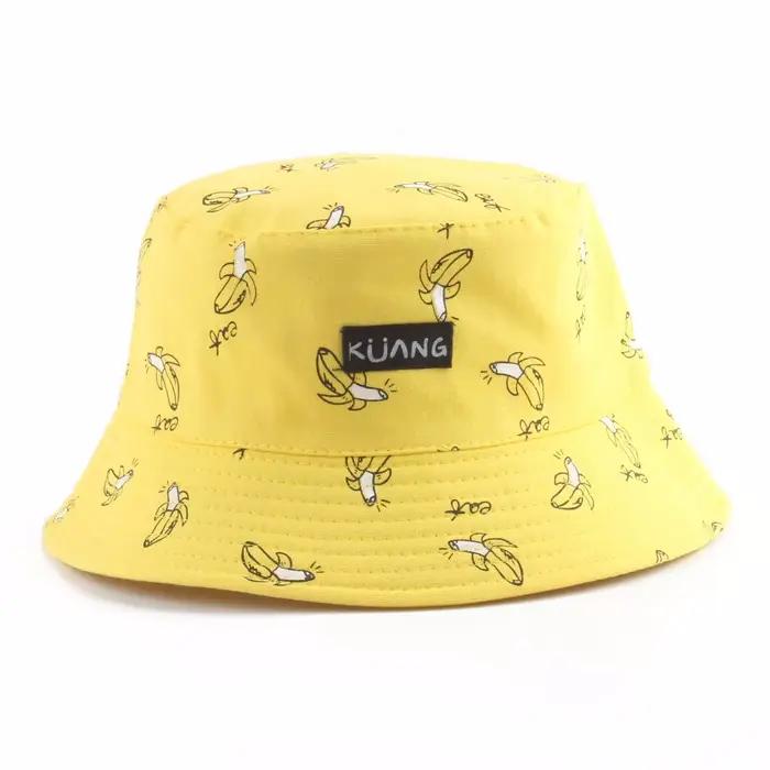 chapeau de seau bob imprimé jaune pour homme femme protection solaire randonnée voyage pêche occasionnels style décontracté multifonctionnel