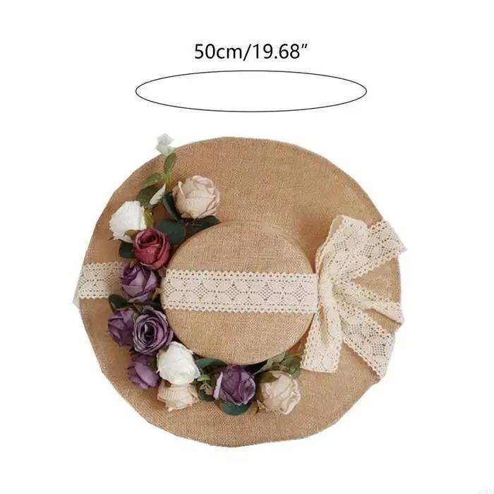 Chapeau de soleil léger avec décoration florale, idéal pour femmes, protection solaire, style rétro chic, adapté aux quatre saisons, occasions décontractées et formelles
