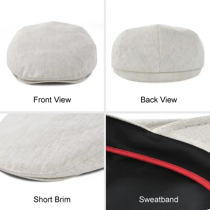 Casquette de Gavroche Jangoul en Lin pour Hommes Style Ivy Classique Printemps Automne Occasionnels Décontractés