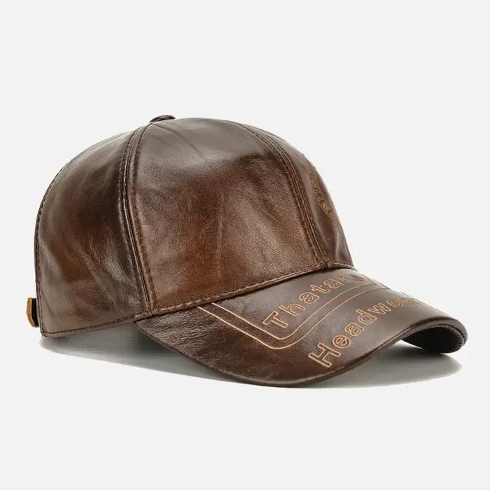 Casquette de Baseball en cuir de vache véritable pour homme