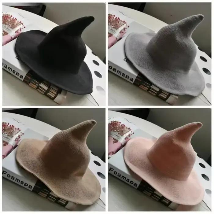 Chapeau de sorcière en laine tricoté pour fêtes halloween adultes occasions spéciales grande événement noël occasions costumées