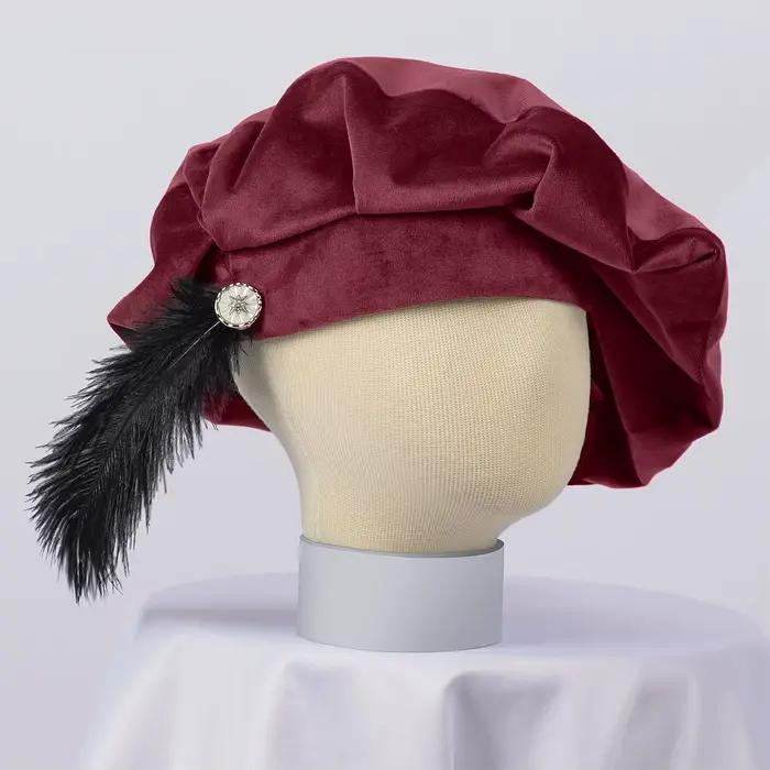 Béret unisexe médiéval avec plume