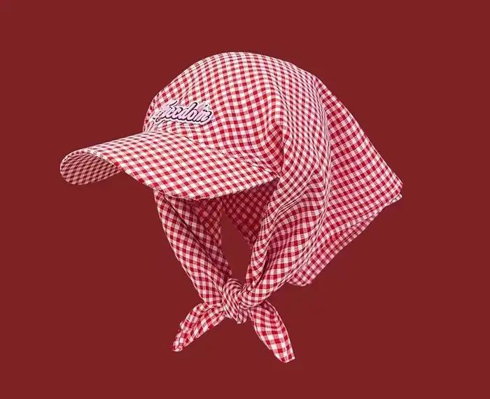 Chapeau foulard à carreaux de conception coréenne pour l'ombrage et la Protection solaire en plein air