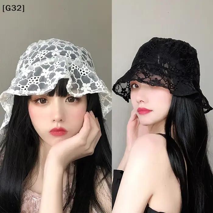 Chapeau Bob en Dentelle à Fleurs Creuses