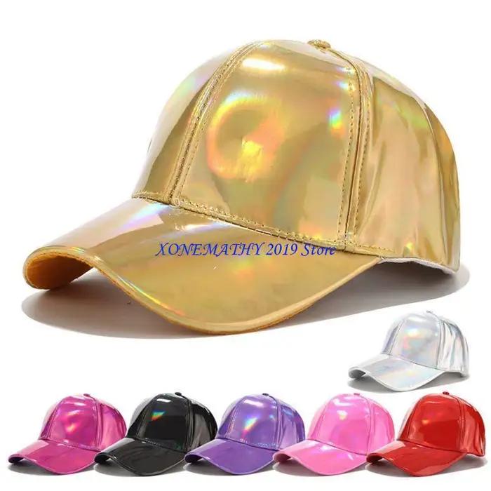 Casquette Baseball en Simili Cuir Holographique Arc-en-Ciel pour Femmes Occasions Spéciales Festival Musique Plage Mode Hiver Printemps