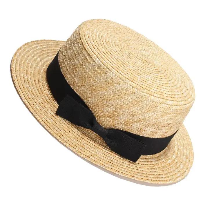 Chapeau de plaisancier en paille de blé de qualité supérieure pour femmes