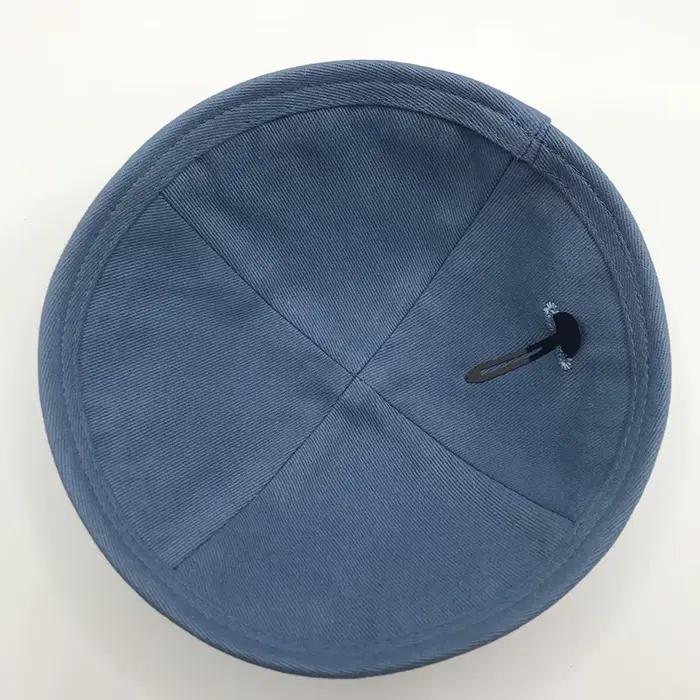Kippah juif en velours de 20cm avec broderie de lettre hébreu pour hommes