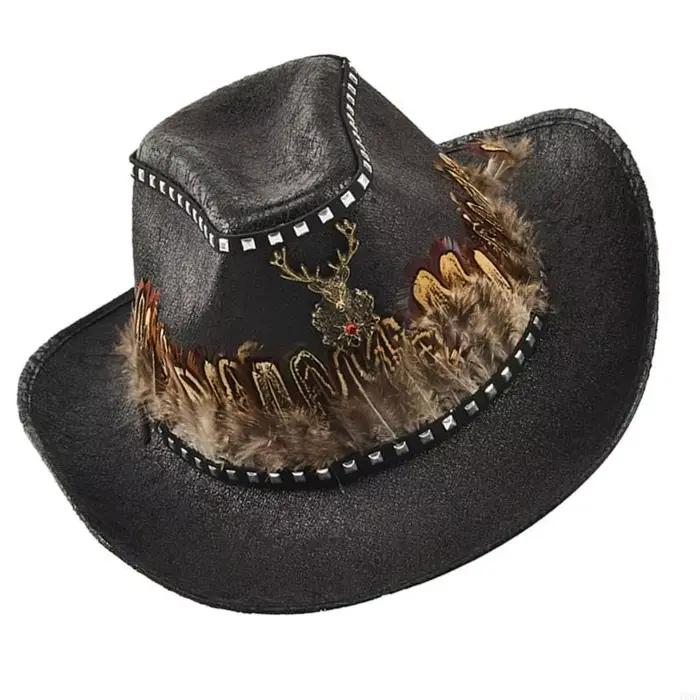 Chapeau gothique élégant décoré plumes