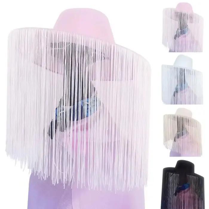 Chapeau Rétro à Large Bord Style Cowboy Décontracté et Confortable en Tissu Respirant avec Franges Décoratives, Chapeau Jazz Thème Western