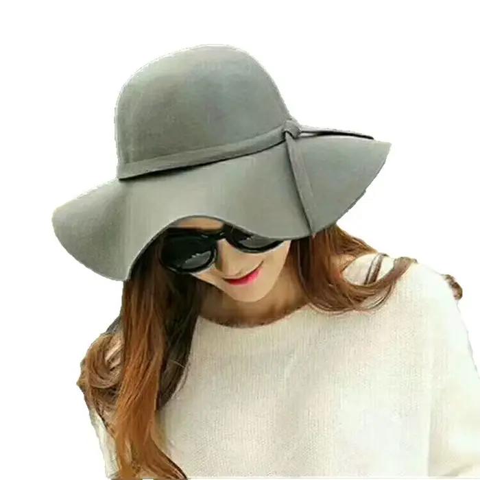 Chapeau féminin à large bord style rétro britannique en laine pour toutes les saisons et occasions spéciales