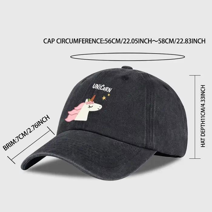 Une jolie casquette de baseball à thème licorne avec un imprimé de dessin animé – un chapeau de soleil confortable et