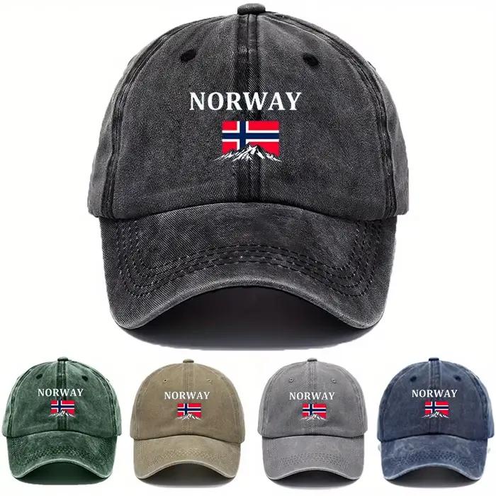 Casquette de baseball réglable avec drapeau norvégien