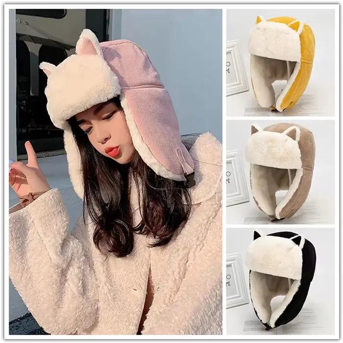 Cache-oreilles pour femmes en polyester chaud résistant au froid chapeau de bombardier hiver élégant et douillet pour sorties extérieures occasions spéciales
