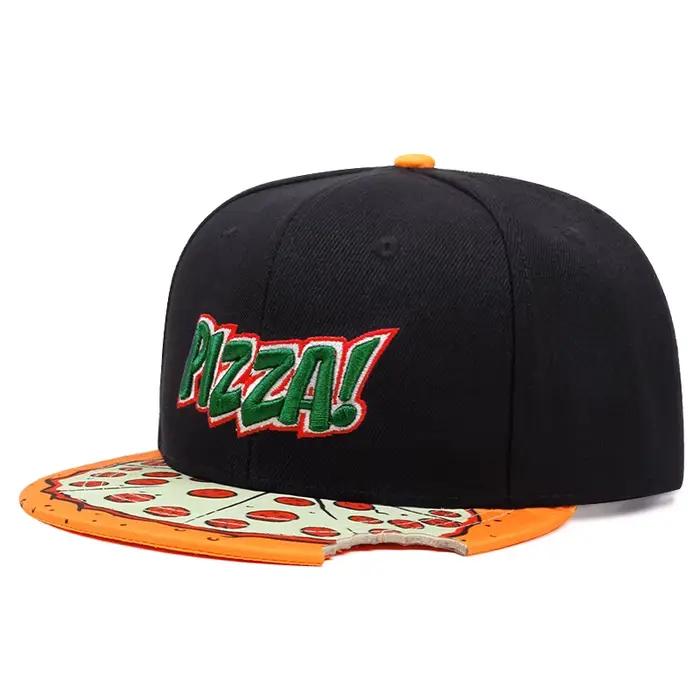 2025 Pizza broderie imprimé chapeau à bords plats hommes roman Hip Hop