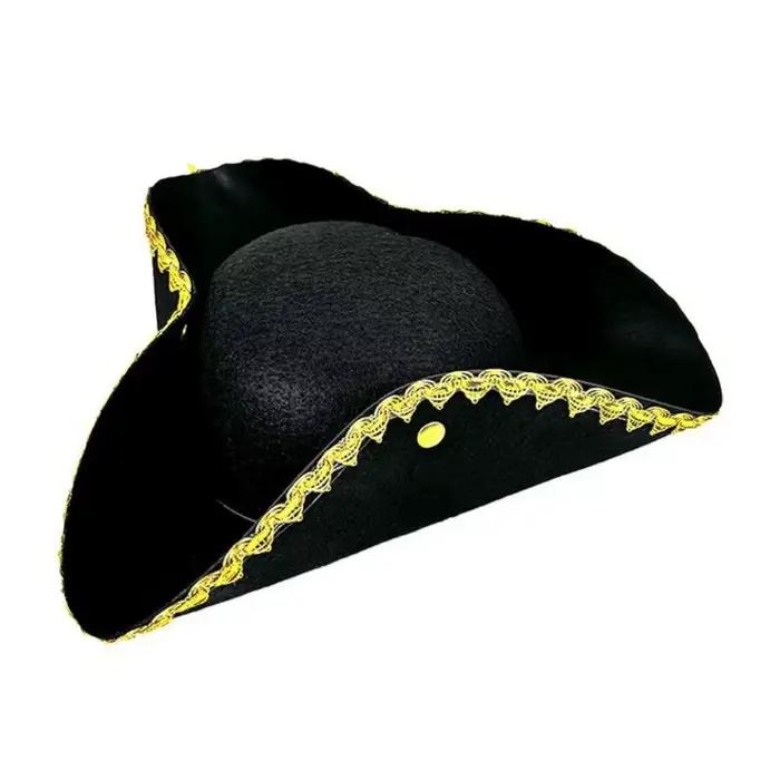 Chapeau Cosplay Pirate Tricorne Habiller Scène Performance Capitaine Décoration Drôle Adulte Polyester Occasion Spéciale Hommes Femmes