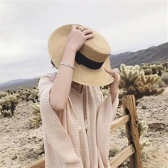 Dames soleil Fedora chapeaux petite abeille brillant chapeau de paille européen américain rétro or tressé femme parasol