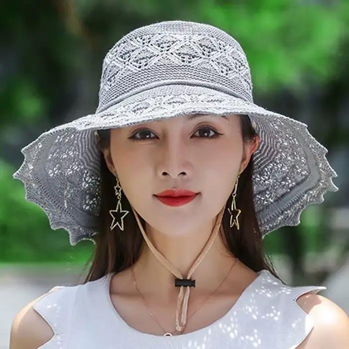 Chapeau de soleil pliable à large bord pour femme
