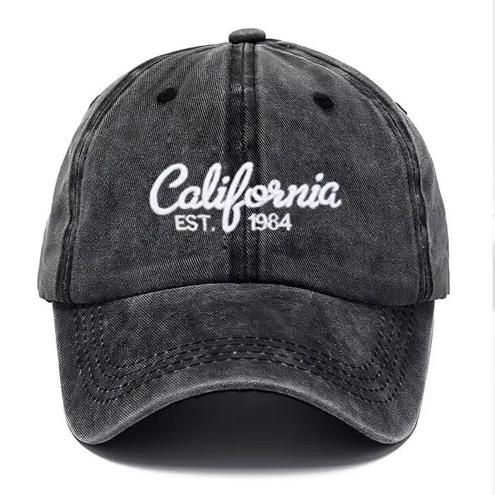 Casquette de baseball en coton brodée Californie unisexe vintage délavée