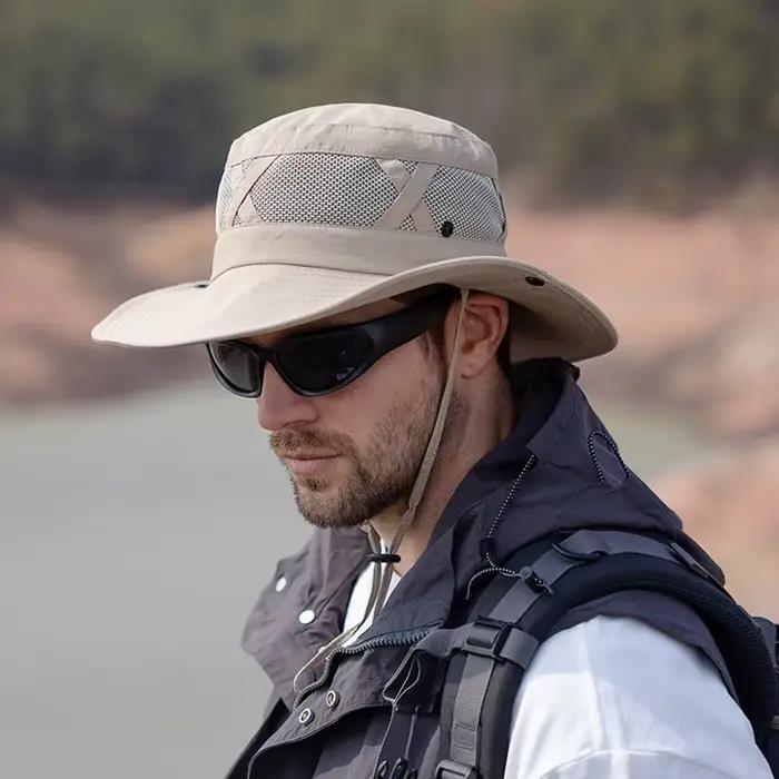 Xinbaoguan 100% Nylon printemps/été grands avant-toit respirant parasol chapeau de pêcheur hommes crème solaire