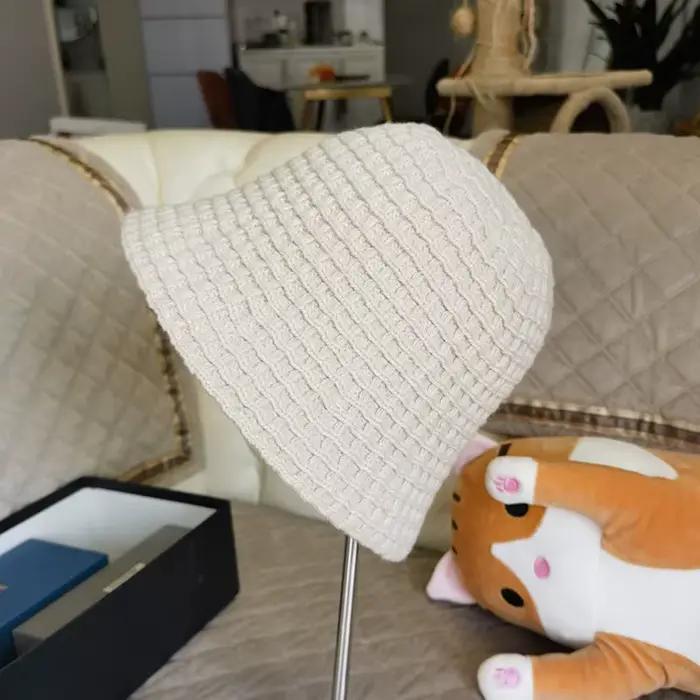 Chapeau de pêcheur bloc de couleur pour femmes, seau épais et chaud à carreaux avec couvre-visage, Design amincissant, doux et confortable, nouvelle collection