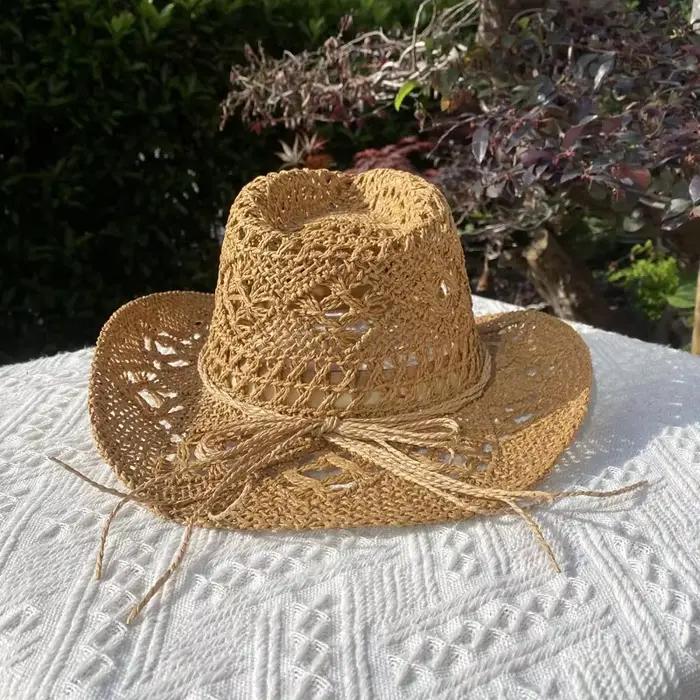 Chapeau de paille Vintage pour femmes et hommes