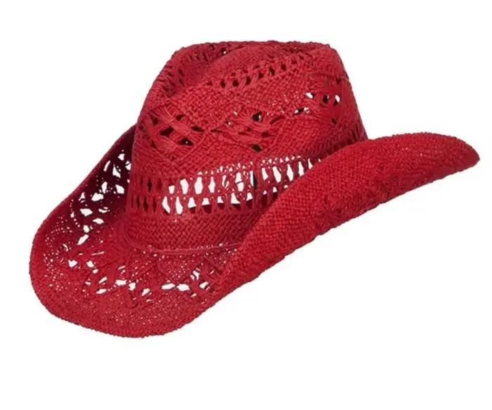 Chapeau de paille Cirboy unisexe pour hommes et femmes, élégant et sportif, rouge, tissé à la main, fleur de malan, chapeau de soleil d'été, plage, printemps et été