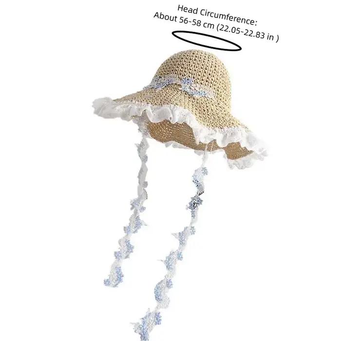 Chapeau de plage respirant pour les vacances avec guirlande et dentelle