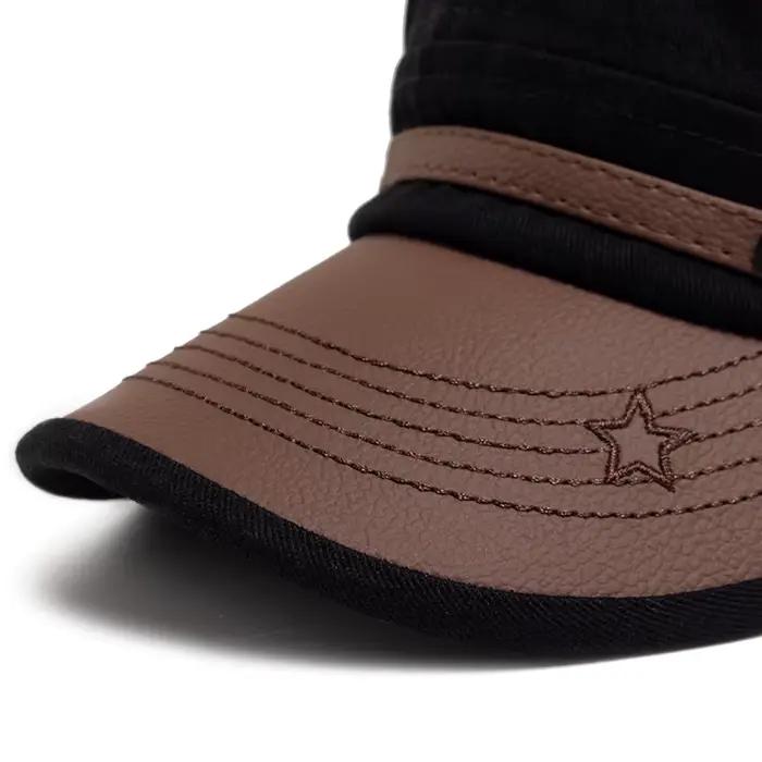 Chapeau plat en cuir PU pour femmes et hommes