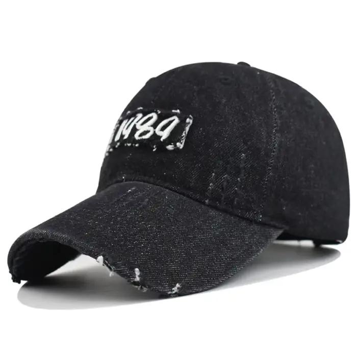 Casquette de baseball en jean vieilli vintage pour femme