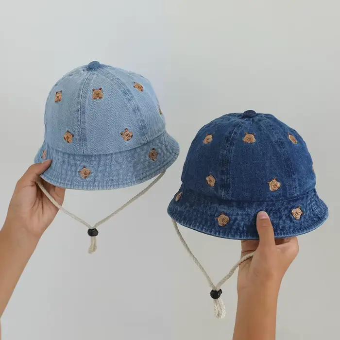 Chapeau de pêcheur/seau en Denim vieilli pour enfants filles