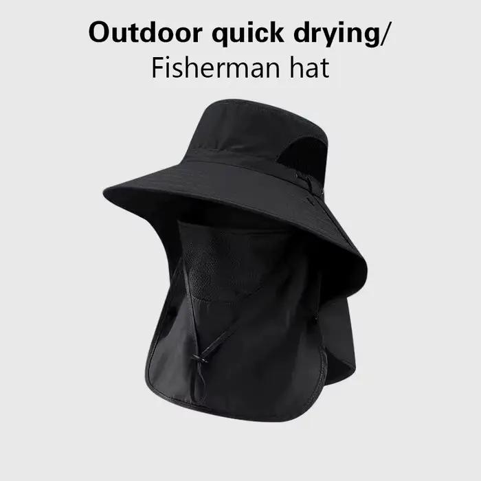 Casquette de pêche et de chasse d'extérieur à large bord respirante et amovible