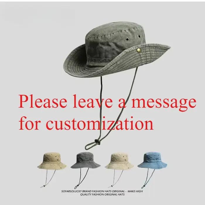 Chapeaux seau de randonnée Cowboy bleu avec ficelle pour hommes et femmes