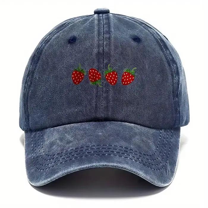 Casquette de baseball imprimée fraise avec parasol réglable
