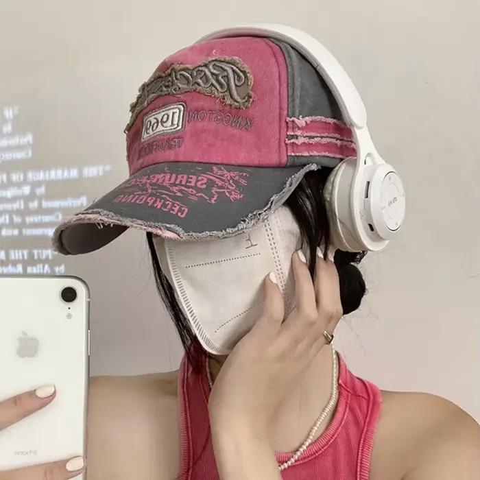 Chapeau de baseball coréen rose Y2K pour filles