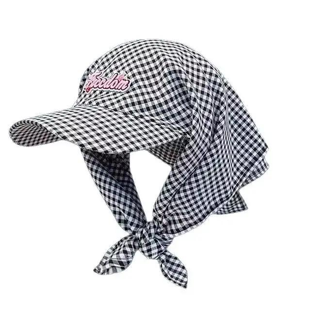Chapeau foulard à carreaux de conception coréenne pour l'ombrage et la Protection solaire en plein air