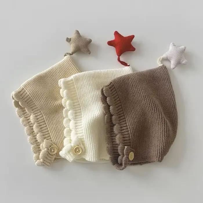 Automne hiver bébé laine chapeau nouvelle étoile tricoté chaud mignon oreille protection