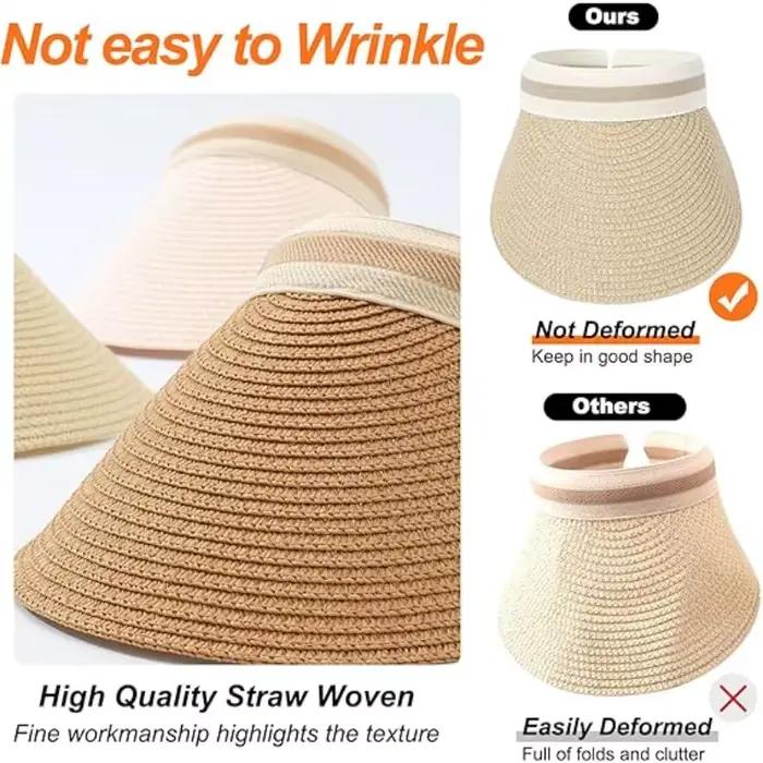 Chapeau de soleil en paille pour femme à large bord