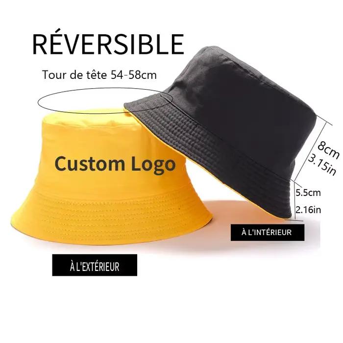 Chapeau réversible en coton avec logo personnalisé pour hommes et femmes