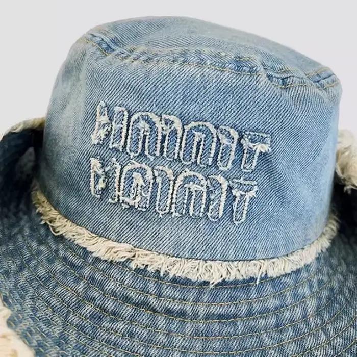 Designer nouvelle lettre gland Denim seau chapeaux pour femmes été Protection solaire casquette de randonnée Panama plage chapeau de soleil pour hommes en gros