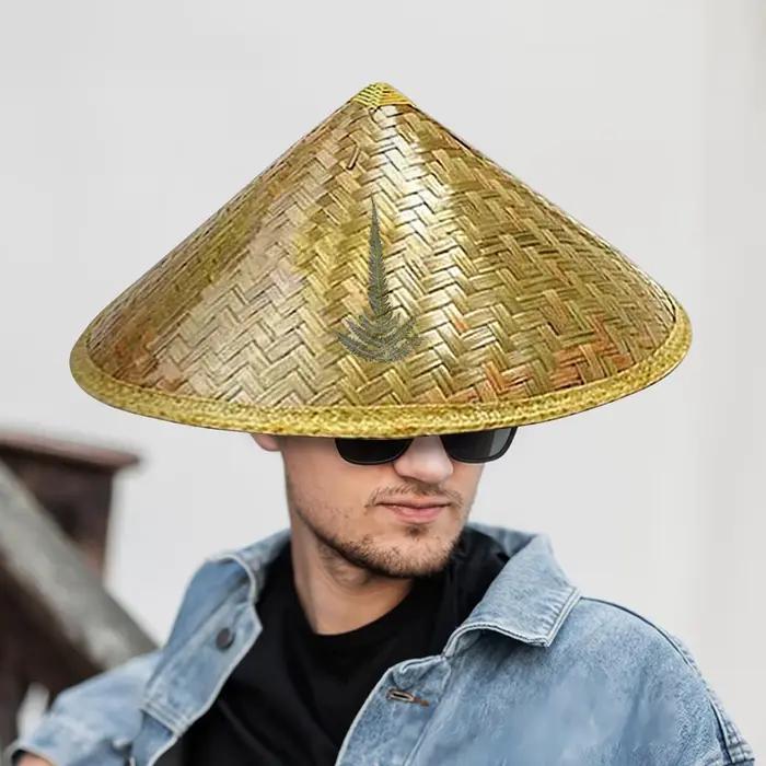 Chapeau de paille chinois fait main en rotin avec sangle de menton réglable pour la pêche