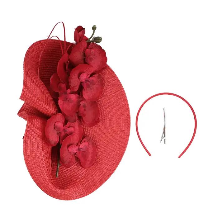 Fascinateur de luxe en plumes et fleurs pour femmes, chapeau de mariage en paille de haute qualité, élégant et polyvalent pour diverses occasions