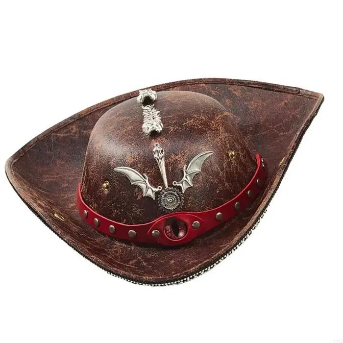 Chapeau Pirate œil du diable avec décorations en métal