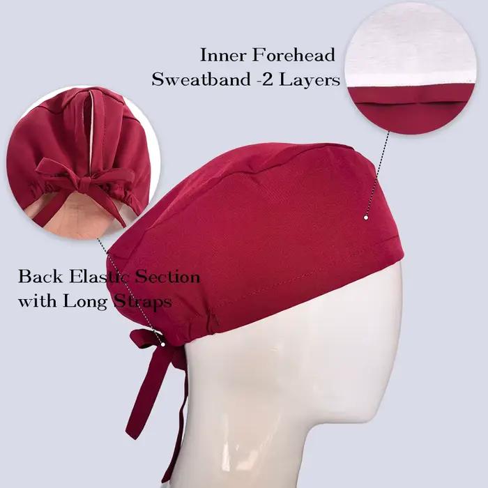 24 couleurs unies femmes chapeaux infirmières chapeau de travail 4 voies extensible cheveux courts gommages Skullcap pour hommes F-SG-02