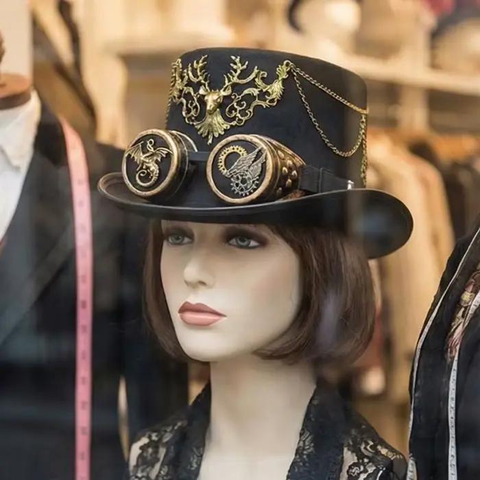 Casquette gothique unisexe élégante 39BB avec design punk vintage et détails métalliques complexes pour adultes occasions spéciales Halloween cosplay